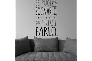 DOCLIICK Adesivo da parete in vinile con frase in italiano "SE PUOI SOGNARLO PUOI FARLO" adesivi murali frasi in italiano citazione, decorazione da parete, Wall Stickers, Art Sticker Decal Mural DC-18400