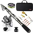 Sougayilang Fishing Rod Combos with Telescopic Fishing Pole Spinning Reels Fishing Carrier Bag for Travel Saltwater Freshwater Fishing - 1.8M