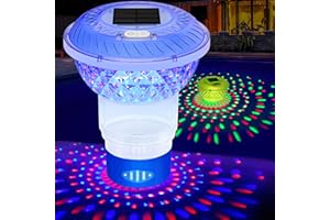 KingSom Distributeur de Chlore Flottant,Diffuseur Chlore Piscine avec Lumière Solaire,Contrôle par Bouton Flotteur Chlore Piscine,Libération Réglable & Ouverture Facile Doseur Flotteur Solaire
