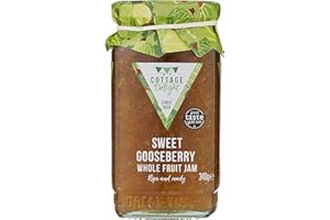 Cottage Delight Sweet Gooseberry Whole Fruit Jam 340g jar Extra Zingy Preserve Bursting with Deliciously Sweet Gooseberries Made in Small Batches Suitable for Vegetarians Gluten Free, 340 gram