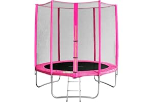 SixBros. SixJump Trampoline de Jardin 1,85m – Trampoline de Jardin Enfants, Trampoline - Extérieur, Set-Complet Échelle, Filet de sécurité & Tour de Protection, Rose, TP185/1571