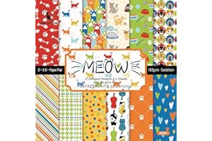 JIOLINK Carta Scrapbooking Paper, 24 Fogli Carta per Scrapbooking Gatti, Carta Decoupage 6 x 6 Pollici, Decoupage Carta Decorativa per Scrapbooking, Carta di Design, Calendario, Foto (Gatti)