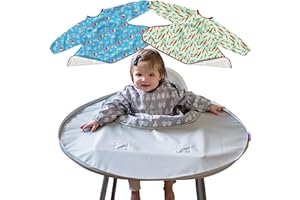 Tidy Tot Combo Babero Destete y Kit de Bandeja- Bandeja 3 baberos/capa con mangas ¡El babero de Baby Led Weaning Esencial! Perfecto para jugar sin manchas y para el destete
