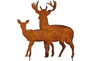 Vosteen Cerf Groupe 40 cm x 36 x m Décoration de jardin rouille patine Jardin