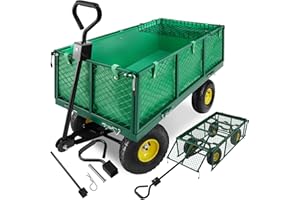 tectake® Carretto Carrello a Mano da Trasporto, Carrello porta attrezzi, Carrello da Giardino, Carrello Trasporto con Ruote, Giardino, carrello porta legna con ruote