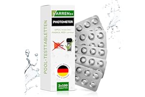 harren24 Photometer Testtabletten für pH-Wert und freies Chlor Phenol Red + DPD1, Pooltabletten für Poollab geeignet, Wassertester, Wasseranalyse (200 Tabletten)