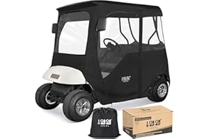 10L0L Golf Cart Deluxe Driving Enclosure 2 Passenger Fits EZGO TXT RXV Golf Buggies, 600D Waterproof Portable Drivable Golf Cart Storage Cover Enclosure, Black/Transparent