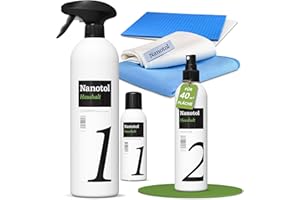 Nanotol Fensterreiniger Set mit Nanoversiegelung - EASY-TO-CLEAN Beschichtung für 40 m² Glas + Rahmen - geeignet für Fensterwischer, Fenstersauger, Abzieher