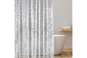 EurCross Duschvorhang 120 x 200 cm mit Gewicht Magnet, Wasserdicht Duschvorhang Transparent für Badezimmer, Eva Waschbarer Badvorhang, Antischimmel Antibakteriell, Inklusive 8 Duschvorhangringen