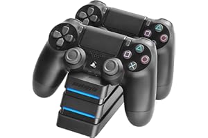 snakebyte PS4 TWIN:CHARGE 4 – schwarz – Ladestation für PlayStation 4/ PS4 Slim / PS4 Pro Dualshock 4 Controller, Docking Station für 2 Gamepads inkl. MICRO USB Kabel, LED-Ladezustandanzeige