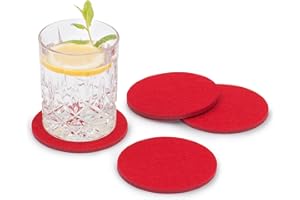 FILU Filzuntersetzer rund 8er Pack (Farbe wählbar) rot - Untersetzer aus Filz für Tisch und Bar als Glasuntersetzer/Getränkeuntersetzer für Glas und Gläser