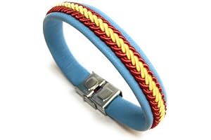 YOJAN PIEL | Pulsera De Piel Bandera De España (Hecho a Mano) | Complementos de Moda Unisex para Hombres y Mujeres de Estilo Atemporal y Elegante | Regalos Originales y Exclusivos
