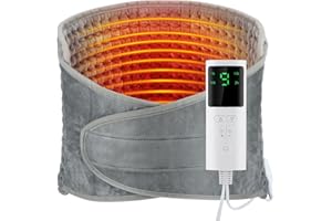 FLAREMORE Electric Heating Pad Wrap, Waist Heated Pad with LCD Controller, 9 Heating Levels, 4 Gears Timing, Soft Touch, Fast Heating & Machine Washable, Great for Back Belly Leg Body-12"x50"