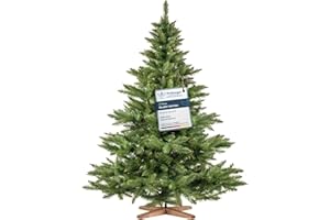FairyTrees Sapin de Noël Artificiel 180cm NORDMANN | Arbre de Noël avec Support en Bois | Sapin avec Tronc Vert | Made in EU