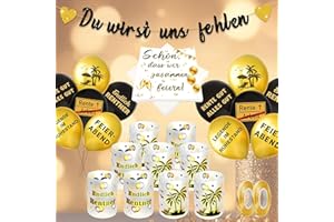 QEIOAUEK Ruhestand Deko, Ruhestand Luftballons, Servietten Ruhestand, Windlicht Tischdeko Ruhestand, Du Wirst Uns - Banner, Schwarz Gold Rente Deko für Männer Frauen Renteneintritt Pensionierung Abschied Party