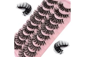 ULIYA Pestaña postizas 10 pares 7D Natural Fluffy Pestañas puras hechas a mano largas rizadas reutilizables dramática multipack (7D31)