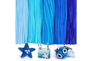 Caydo 500 Stück blaue Pfeifenreiniger, Chenille-Stiele, Pfeifenreiniger, Basteln für DIY Kunst und Bastelprojekte, kreative Geschenk-Party-Dekorationen