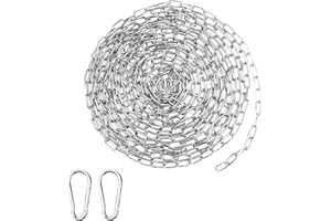 WEFINEST Edelstahlkette Meterware 1.5 mm, 6m Edelstahl Kette Mit Karabiner Stahlkette, Metall Kette Zum Aufhängen, Gliederkette Edelstahl Für Hundekette Ankerkette Wäschekette Schwenkkette (1.5mm, 6m)