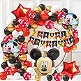Rozi Decoration Mickey Theme Birthday Balloons Decorations Combo Set of 58 Pcs Mickey Birthday Decoration Items For Boy, Mickey Foil Balloons for 1st Birthday Decoration