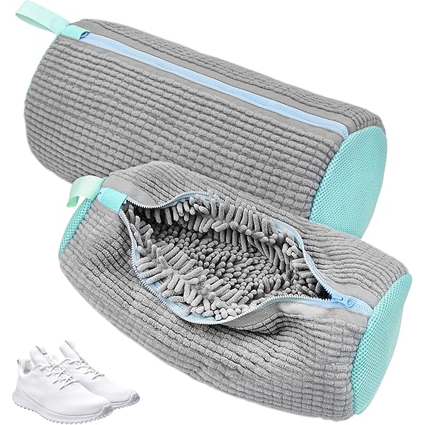 Schuhwaschbeutel Für Waschmaschine 2-in-1 - Mit Sperrfunktion & Chenille Für 360° Reinigung (Gelb)