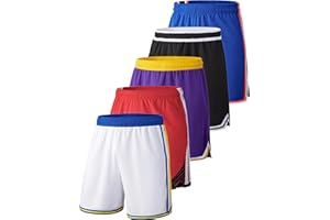 Liberty Imports Pack of 5 Men's Athletic Basketball Shorts Mesh Quick Dry Activewear with Pockets