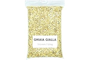 Landare Ghiaia Giallo 1,8 kg - Ghiaia per Acquario - Sassolini Decorativi per Vasi - Sassi Decorativi per Vasi - Ghiaia per Vasi - Sassolini per Acquario - Ciottoli Decorativi (3-6 mm) (Giallo)