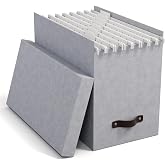 Bigso Box of Sweden File Box with Lid &ndash; Elegant Document Organizer with 8 Hanging Folders &ndash; Fibreboard and Paper Sorter Box &ndash;