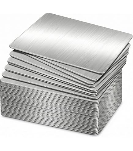 Lot De 10 Cartes De Visite Métal Acier Inoxydable 8,5x5,55cm Gravées Laser DIY 0,5mm Épaisseur