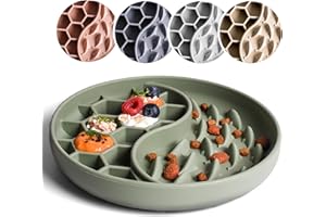 ne&no® Anti Schling Napf für Hunde und Katzen I Slow Feeder I Leckmatte Hund mit großem Saugnapf I Schleckmatte Katze für Nassfutter und Trockenfutter (sage Green)