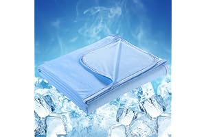 Luxear Cooling blanket for night sweats, with Arc-Chill Cooling Fiber Q-Max 0.4 Lightweight Summer blankets Double-sided Cool throw blanket, Cool Blanket for Sofa double bed or travel Blue 150x200cm
