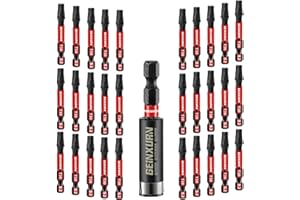 GEINXURN 30 Stück T30 Schlagfester Schrauberbitsatz 50mm Länge #30 Torx 1/4 zoll Sechskantschaft Antriebsbits mit 1 Stück 60mm Magnetische Bit-Halter, S2 Legierter Stahl T30 Schraubendreher Bits Set