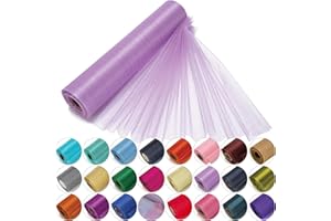 TRIMMING SHOP 29cm x 25m Roll of Organza Sheer Fabric - Elegant Decorative Cloth for Wedding Chair Bows, Table Runners, Party Favours - Crafting Supplies for Ribbons, Dress Accents,and Bags, Lilac Purple