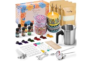 Popolic Kit de Fabrication de Bougies,Kit de Fabrication de Bugies Parfumées DIY par Huile Aromatique, Cire de Soja non Toxique, Boîtes d'autocollants, Mèches, Pots de Colorants.