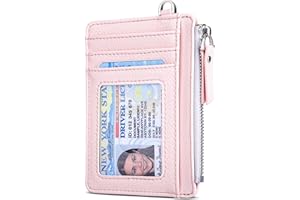 Teskyer Carteras de Mujer, Tarjetero, Carteras para Mujer Pequeñas, Protección RFID, Diseño Minimalista, on Cremallera, Capacidad para 8 Tarjetas, Rosa Claro
