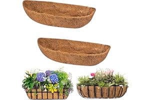 COYF 2 Packs Coco Liner Trough, Fiber Replacement Liner Planter Liner Hanging Basket Wall Trough Liner, Coconut Coir Planter, Garden Flower Vegetables Pot, Fence Flower Baskets (36inch)