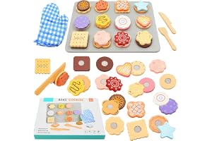 AolKee Lekkök Lekköksaccessoar av trä, leksak av trä för kex, träleksak för tårta, rollspelsleksak, pedagogiskt Montessori-leksak, tillbehör till lekkök för pojkar och flickor