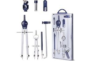 Mr. Pen- Professional Geometry Set Metal Compass, 7 pcs, Geometry Precision Tool Set with Shatterproof Storage Box, Drafting Tools & Drafting Kits, Circle Drawing Tools for Engineers Students