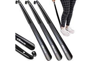 SULPO Calzascarpe lungo in plastica – Calzascarpe lungo con fori per appendere – Robusto Shoe Horn in plastica – Calzascarpe – 58 cm/nero/3 pezzi.