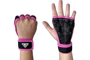 RAYSTRENGTH Guantes Gimnasio y Crossfit Hombre y Mujer, guantillas, con muñequera Reforzada, calistenia, Mancuernas, calleras, Resistente y duraderos, Guantes Gym Abiertos