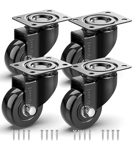 IQWTU Zwenkwielen 125 mm met rem, 4 stuks meubelwielen met M12 x 25 mm (1/2 x 1) schroef, zware wielen incl. montagetoebehoren, transportwielen 360° rotatie tot 700 kg, voor binnen en buiten