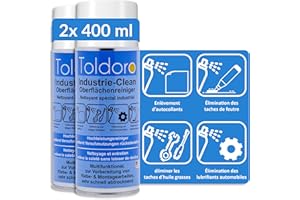 Toldoro Nettoyant industriel, dissolvant d'étiquettes, nettoyant pour machine, dissolvant de résidus de colle, dissolvant d'étiquettes, spray dégraissant (2 x 400 ml)