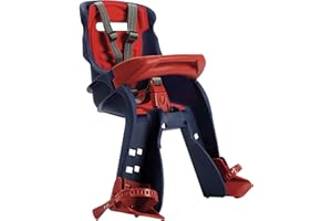 OKBABY Orion - Seggiolino Anteriore per Bambini, Sicurezza in Bicicletta dai 7/8 Mesi (15 kg), Compatibile con biciclette elettriche a pedalata assistita, Blu e Rosso, 54x45x33 cm (HxLxP)