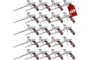 PRITEX – 20 x Schaumpistole inkl. Düsenverlängerung – Bauschaumpistole für Pistolenschaum, Bauschaum, Montageschaum uvm. – Metallpistole mit gummiertem Handgriff – Montagepistole für präzise Dosierung