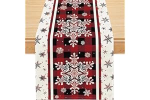 EPOKUS Świąteczny bieżnik z płatkiem śniegu, zimowy bieżnik na stół, świąteczny obrus na przyjęcia wewnętrzne i zewnętrzne dekoracje świąteczne, 33 x 183 cm