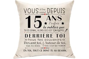 Hasodeo Décoration 15 Ans Anniversaire Fille Ou Garçon Housse de Coussin pour 15 Ans Anniversaire Fille Fils Sœur Nièce Cousine Créatif Cadeau Fête d'anniversaire Keepskae (15)
