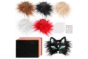 Yotako Therian Mask Kit - DIY Cat Wolf Fox Furry Mask Set with Faux Fur, Eye Mesh & Self Adhesive Felt - Halloween Cosplay Craft Kit for Animal Character Creation
