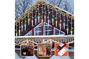 ZEWETO Łańcuch świetlny z soplami lodu, na zewnątrz, 10 m, 360 diod LED, wodoszczelność IP44, 8 trybów pracy, łańcuch świetlny do użytku wewnątrz i na zewnątrz, na Boże Narodzenie, imprezę, choinkę,