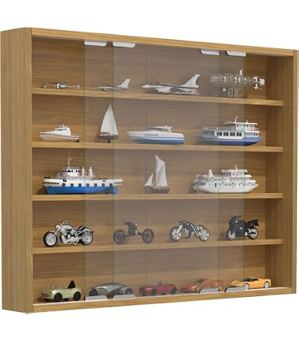 MHN Sammlervitrine 78 X 11 X 86,5 Cm – Hängevitrine Aus ESG-Sicherheitsglas Mit 10 Verstellbaren Böden, 2 Abschließbaren Türen, Silber Eloxiert, Für Figuren, Modellautos, Sammlerstücke