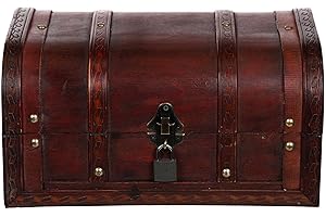 BIRENDY Skrzynia HD86002 skrzynia z kluczem do zamka, drewniana skrzynia