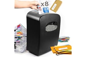 Duronic Micro Cut Paper Shredder PS410, Shred 8 Sheet Heavy Duty Electric Shredders, Data Shredding Machine for Home Use, Office, Shreds Credit Cards, Staples, Envelopes, Boxes, Documents - Black, P4